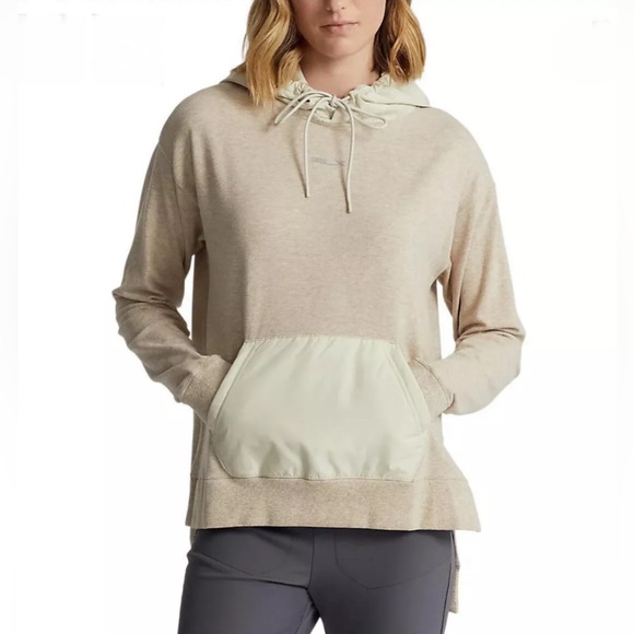 RLX Ralph Lauren XS Women's Logo Cloud Fleece Hybrid Jersey Hoodie Sand …